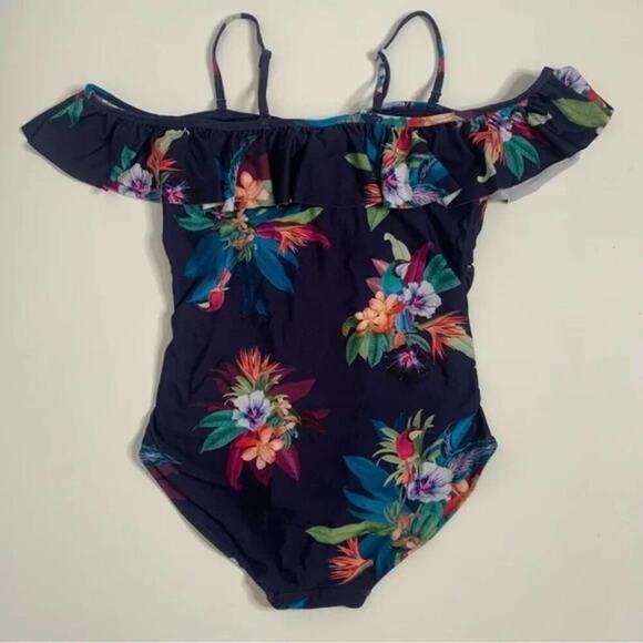 City Chic Elba Tropical Ruffle Off Shoulder One Piece Bathing Suit plus 22 24 2X - Picture 6 of 14